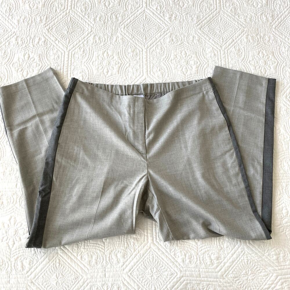 J.Jill Side Leg Stripe Dress Pants Grey Flat Front Elastic Back 18 NWT